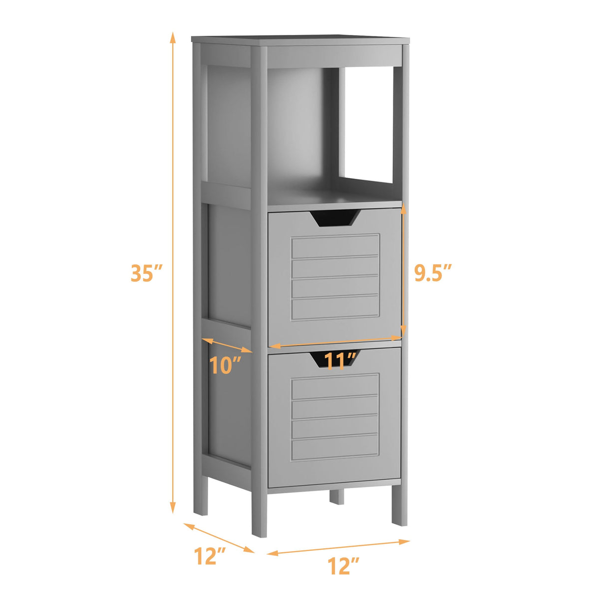 WELLFOR 12-in x 35-in x 11-in Gray Freestanding Corner Linen Cabinet