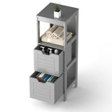 WELLFOR 12-in x 35-in x 11-in Gray Freestanding Corner Linen Cabinet