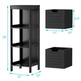 WELLFOR 12-in x 35-in x 11-in Black Freestanding Corner Linen Cabinet