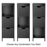 WELLFOR 12-in x 35-in x 11-in Black Freestanding Corner Linen Cabinet
