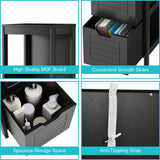 WELLFOR 12-in x 35-in x 11-in Black Freestanding Corner Linen Cabinet