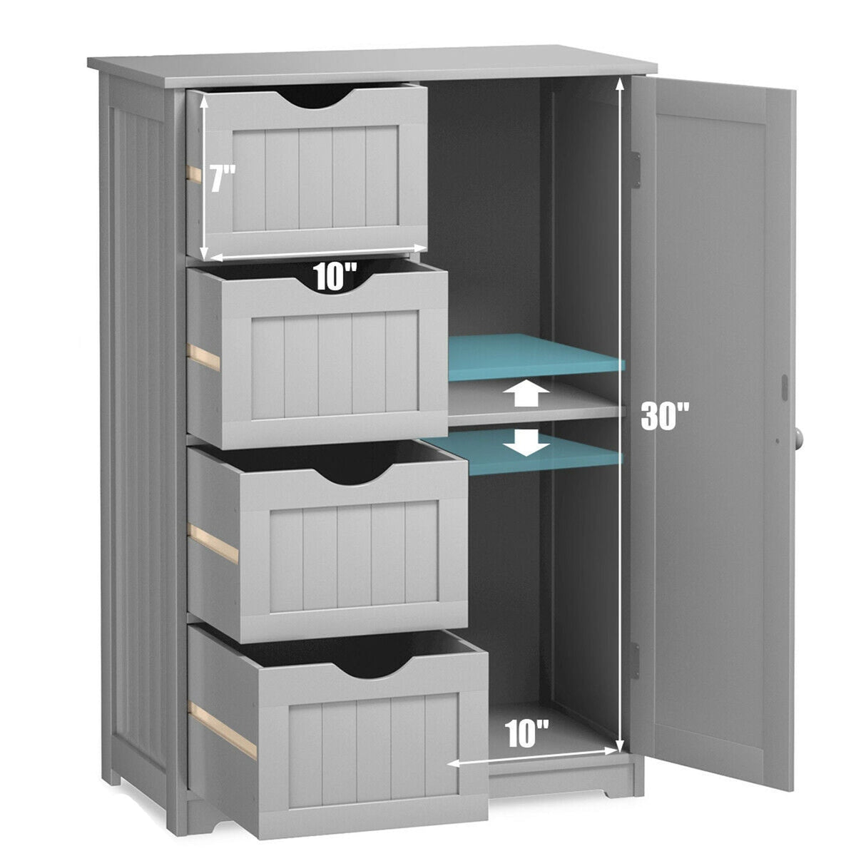 WELLFOR 22-in x 32-in x 12-in Gray Freestanding Linen Cabinet