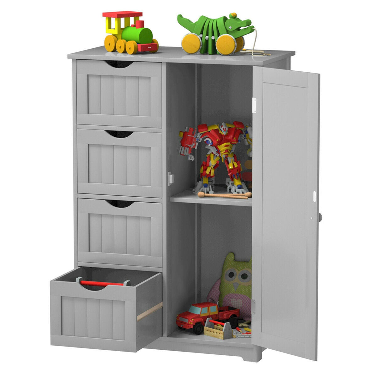 WELLFOR 22-in x 32-in x 12-in Gray Freestanding Linen Cabinet
