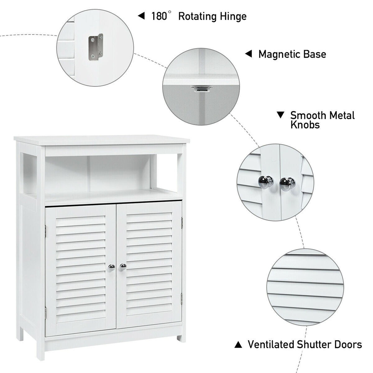 WELLFOR 23.5-in x 31.5-in x 12-in White Freestanding Linen Cabinet