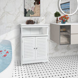 WELLFOR 23.5-in x 31.5-in x 12-in White Freestanding Linen Cabinet