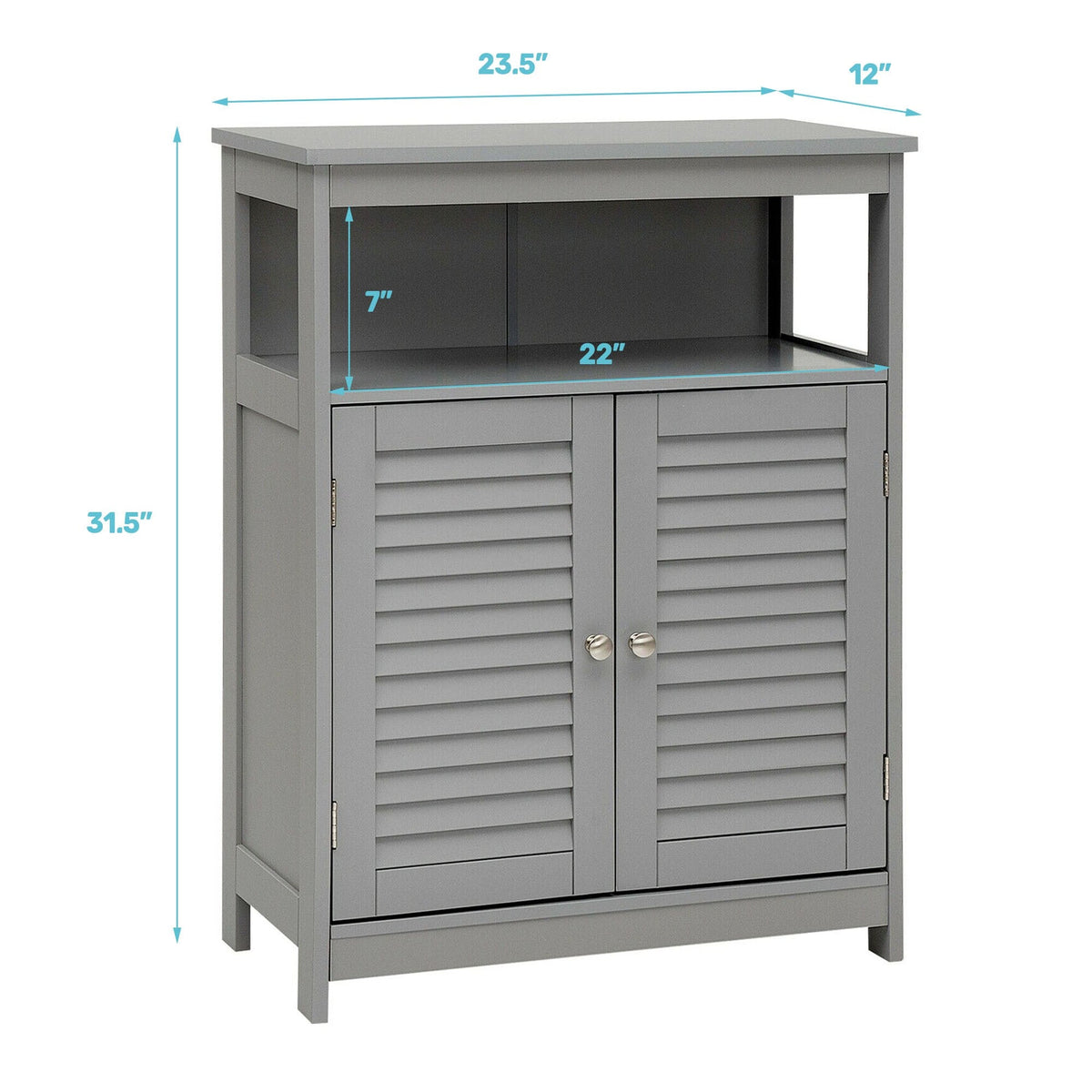 WELLFOR 23.5-in x 31.5-in x 12-in Gray Freestanding Linen Cabinet