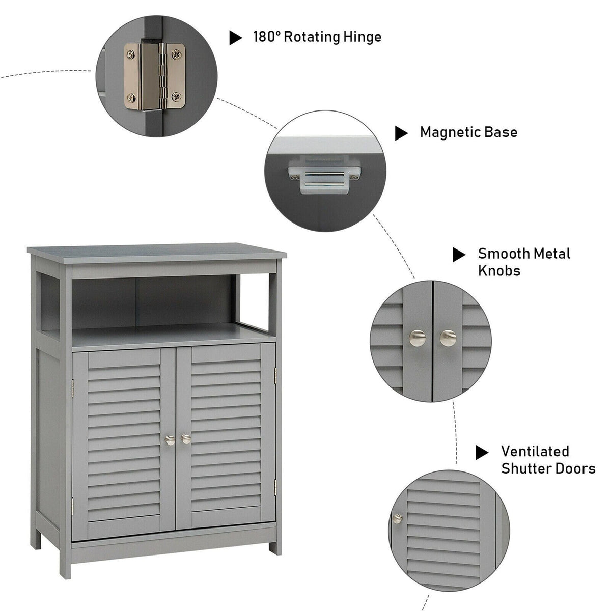 WELLFOR 23.5-in x 31.5-in x 12-in Gray Freestanding Linen Cabinet