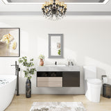 WELLFOR 13.5-in x 21-in Surface Mount Brown Mirrored Medicine Cabinet