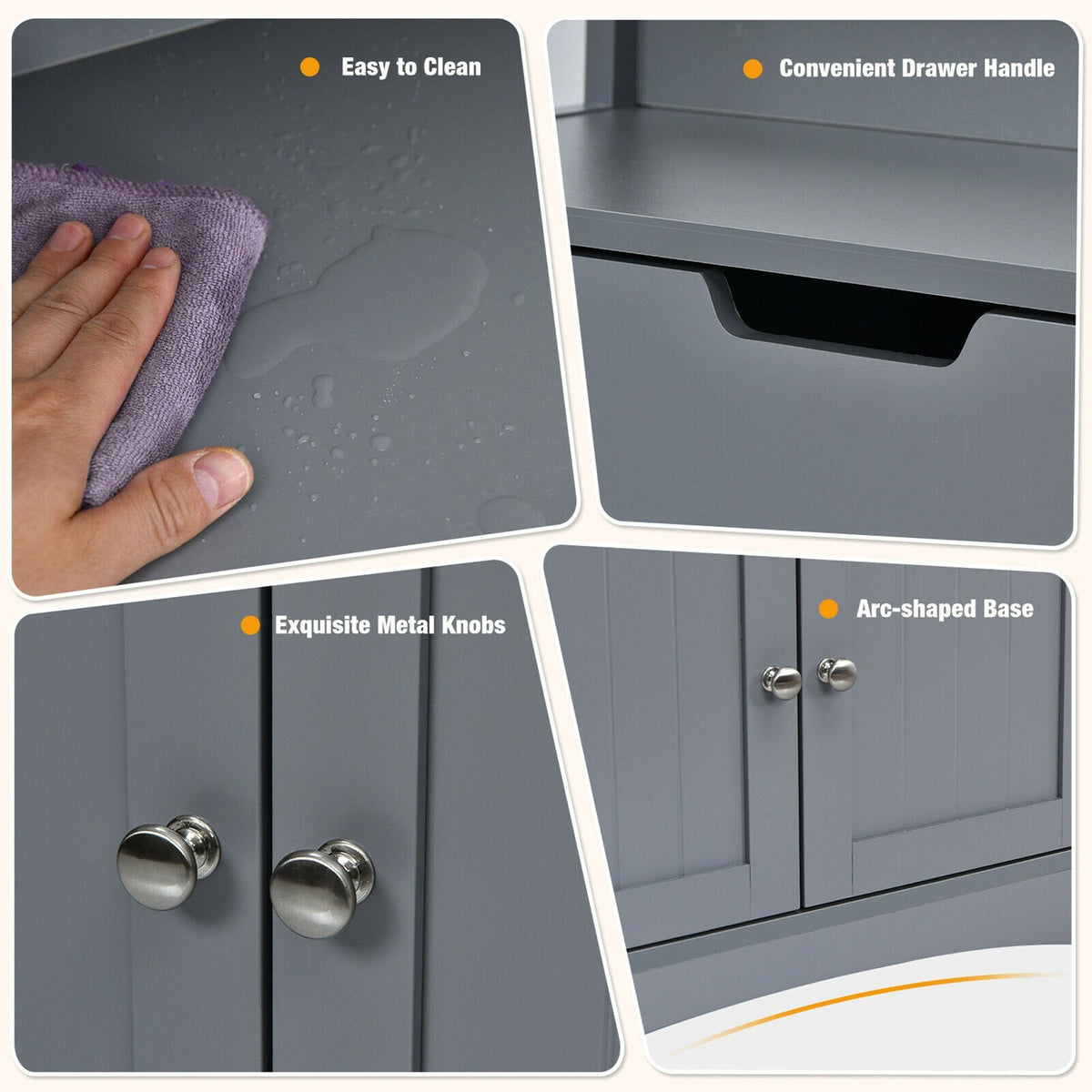 WELLFOR 24-in x 48-in x 13-in Gray Freestanding Linen Cabinet