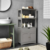 WELLFOR 24-in x 48-in x 13-in Gray Freestanding Linen Cabinet
