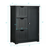 WELLFOR 24-in x 32-in x 12-in Black Freestanding Linen Cabinet