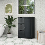 WELLFOR 24-in x 32-in x 12-in Black Freestanding Linen Cabinet