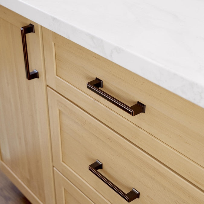 allen + roth Beaumont 5-1/16-in (128mm) Center to Center Bronze with Copper Highlights Rectangular Handle Drawer Pull