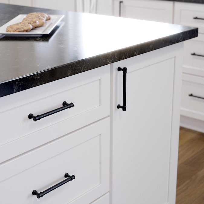 allen + roth Magnus 5-1/16-in (128Mm) Center to Center Matte Black Cylindrical Bar Drawer Pull