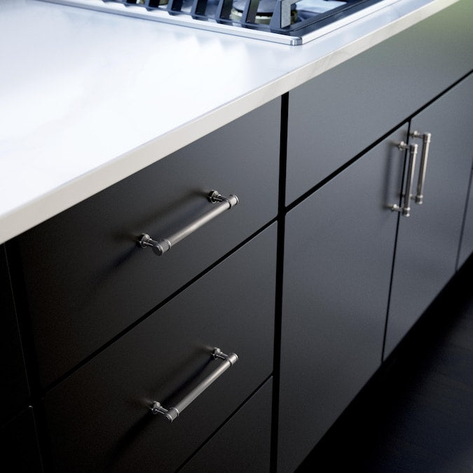 allen + roth Magnus 5-1/16-in (128mm) Center to Center Satin Nickel Cylindrical Bar Drawer Pull