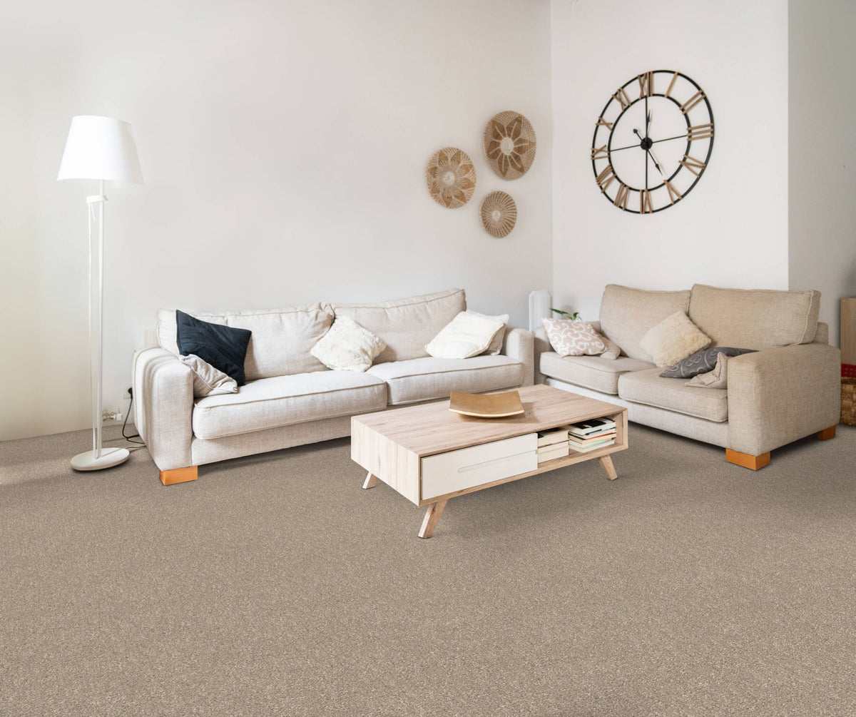 STAINMASTER Essentials Blue Diamonds II 12-ft Natural Contour Textured Indoor Carpet