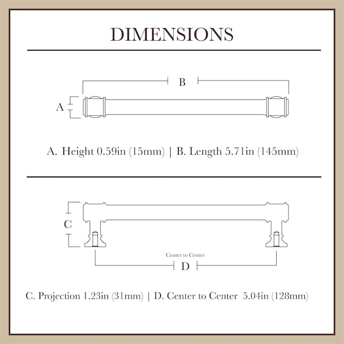 allen + roth Magnus 5-1/16-in (128Mm) Center to Center Matte Black Cylindrical Bar Drawer Pull