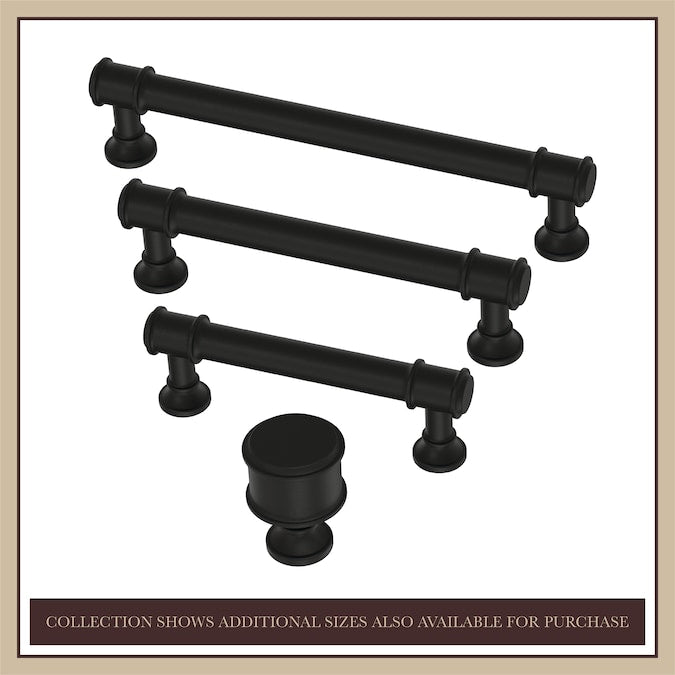 allen + roth Magnus 5-1/16-in (128Mm) Center to Center Matte Black Cylindrical Bar Drawer Pull