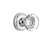 Classic Rosette 2-3/4 in. Backset Unlacquered Brass Privacy Bed/Bath Round Clear Crystal Glass Door Knob - Super Arbor