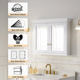 Forclover 40-in x 30-in Surface Mount White Mirrored Soft Close Medicine Cabinet