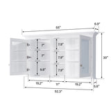 Forclover Solid Wood 55-in x 30-in Lighted Surface Mount White Mirrored Soft Close Medicine Cabinet