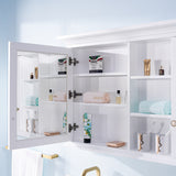 Forclover Solid Wood 55-in x 30-in Lighted Surface Mount White Mirrored Soft Close Medicine Cabinet