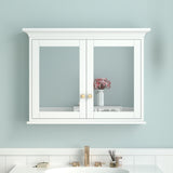 Forclover 40-in x 30-in Surface Mount White Mirrored Soft Close Medicine Cabinet