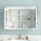 Forclover 40-in x 30-in Surface Mount White Mirrored Soft Close Medicine Cabinet