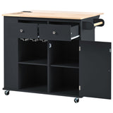 ModernLuxe Black Wood Base with Wood Top Rolling Kitchen Island (29.33-in x 39.8-in x 33.7-in)