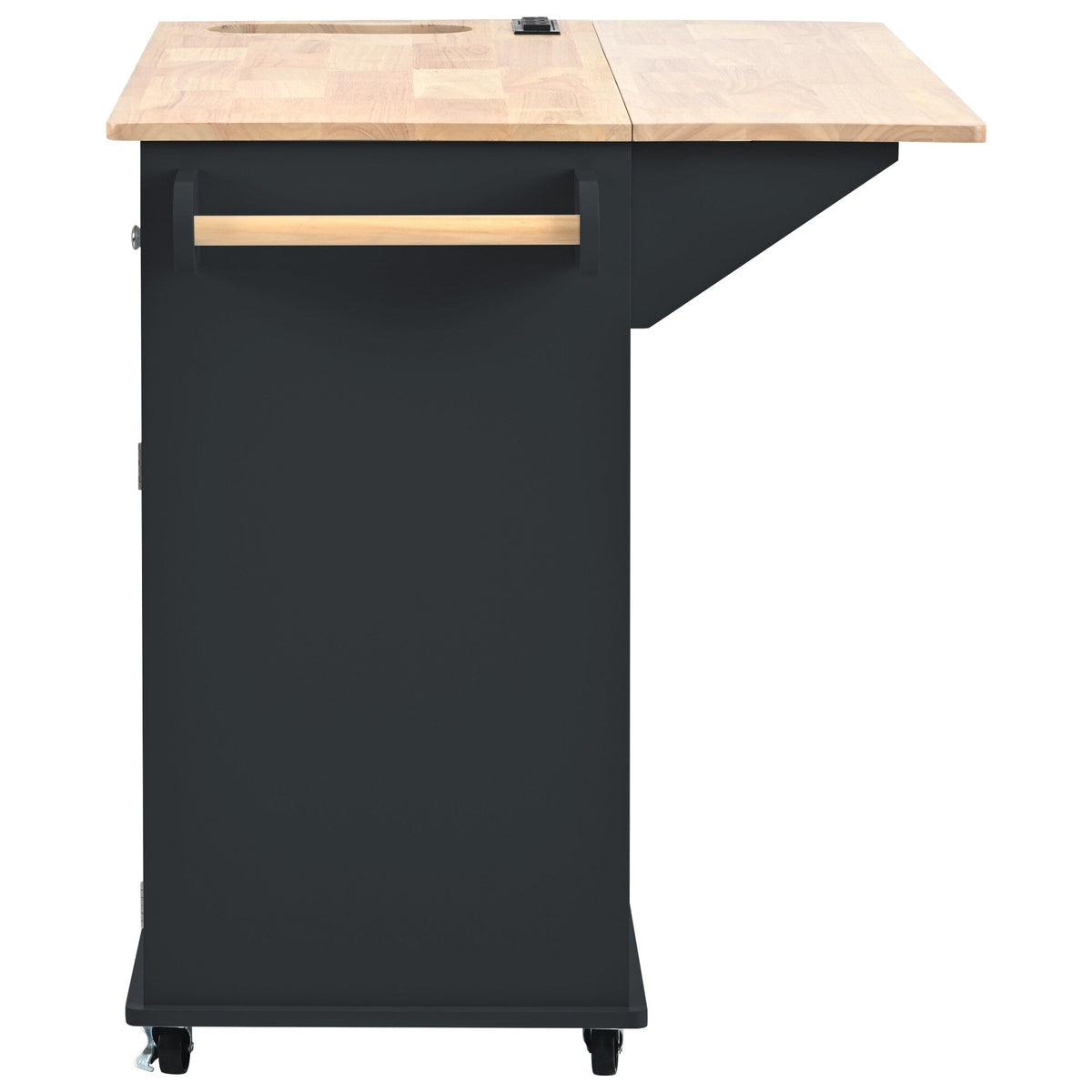 ModernLuxe Black Wood Base with Wood Top Rolling Kitchen Island (29.33-in x 39.8-in x 33.7-in)