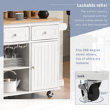 ModernLuxe White Wood Base with Wood Top Rolling Kitchen Island (29.33-in x 39.8-in x 33.7-in)