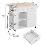 ModernLuxe White Wood Base with Wood Top Rolling Kitchen Island (29.33-in x 39.8-in x 33.7-in)