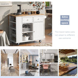 ModernLuxe White Wood Base with Wood Top Rolling Kitchen Island (29.33-in x 39.8-in x 33.7-in)