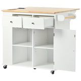 ModernLuxe White Wood Base with Wood Top Rolling Kitchen Island (29.33-in x 39.8-in x 33.7-in)