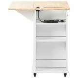 ModernLuxe White Wood Base with Wood Top Rolling Kitchen Island (29.33-in x 39.8-in x 33.7-in)