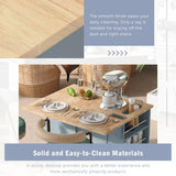 ModernLuxe Blue Wood Base with Wood Top Rolling Kitchen Island (29.33-in x 39.8-in x 33.7-in)