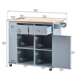 ModernLuxe Blue Wood Base with Wood Top Rolling Kitchen Island (29.33-in x 39.8-in x 33.7-in)