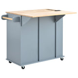 ModernLuxe Blue Wood Base with Wood Top Rolling Kitchen Island (29.33-in x 39.8-in x 33.7-in)