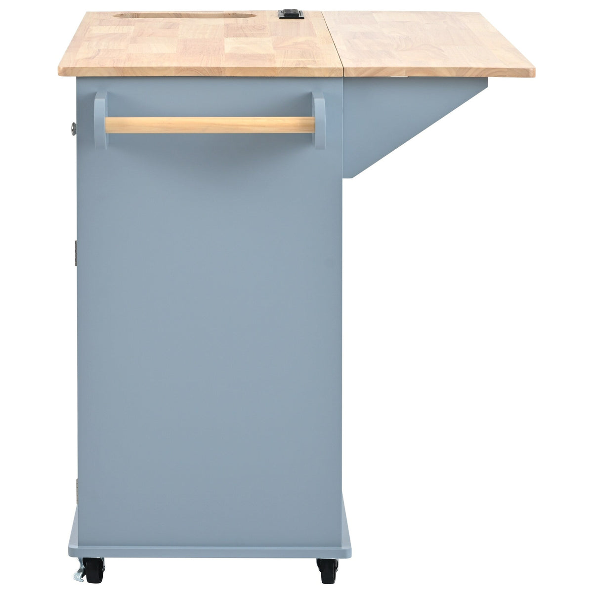 ModernLuxe Blue Wood Base with Wood Top Rolling Kitchen Island (29.33-in x 39.8-in x 33.7-in)