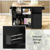 ModernLuxe Black Wood Base with Wood Top Rolling Kitchen Island (28.74-in x 53.94-in x 36.81-in)