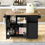 ModernLuxe Black Wood Base with Wood Top Rolling Kitchen Island (28.74-in x 53.94-in x 36.81-in)