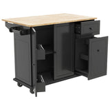 ModernLuxe Black Wood Base with Wood Top Rolling Kitchen Island (28.74-in x 53.94-in x 36.81-in)
