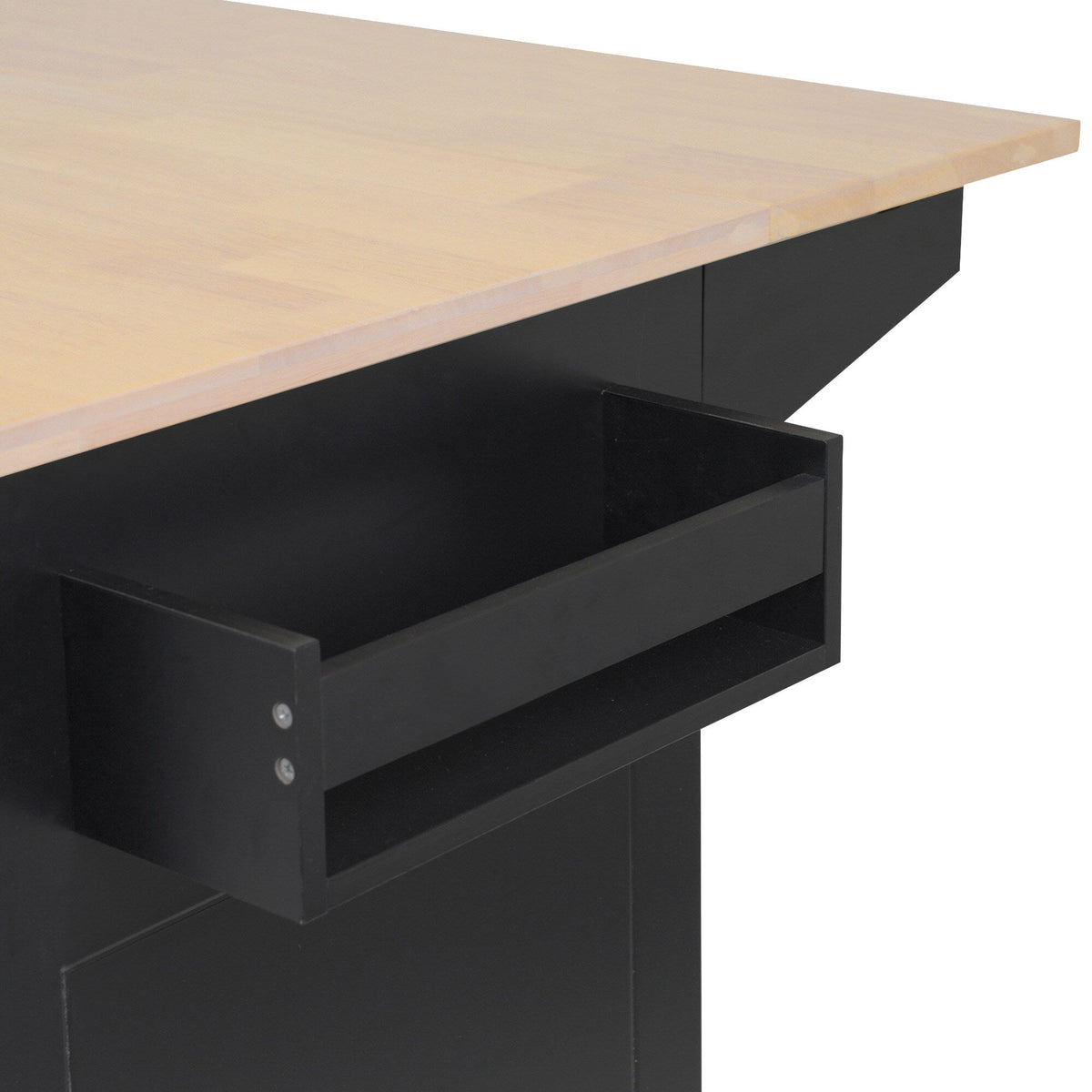 ModernLuxe Black Wood Base with Wood Top Rolling Kitchen Island (28.74-in x 53.94-in x 36.81-in)