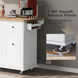 ModernLuxe White Wood Base with Wood Top Rolling Kitchen Island (28.74-in x 53.94-in x 36.81-in)