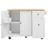 ModernLuxe White Wood Base with Wood Top Rolling Kitchen Island (28.74-in x 53.94-in x 36.81-in)