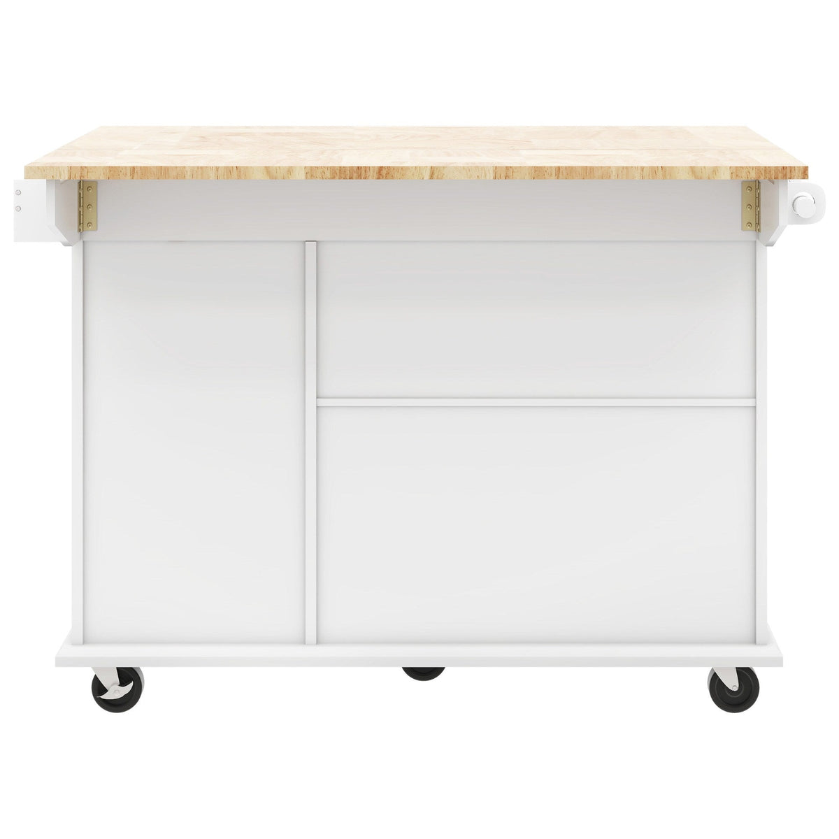ModernLuxe White Wood Base with Wood Top Rolling Kitchen Island (28.74-in x 53.94-in x 36.81-in)