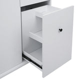 ModernLuxe White Wood Base with Wood Top Rolling Kitchen Island (28.74-in x 53.94-in x 36.81-in)