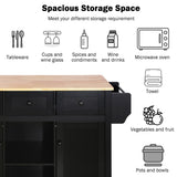 ModernLuxe Black Wood Base with Wood Top Rolling Kitchen Island (29.5-in x 53.1-in x 37.2-in)