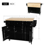 ModernLuxe Black Wood Base with Wood Top Rolling Kitchen Island (29.5-in x 53.1-in x 37.2-in)