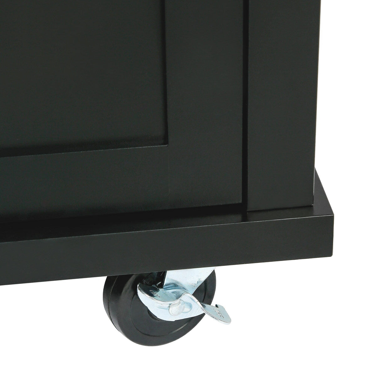 ModernLuxe Black Wood Base with Wood Top Rolling Kitchen Island (29.5-in x 53.1-in x 37.2-in)